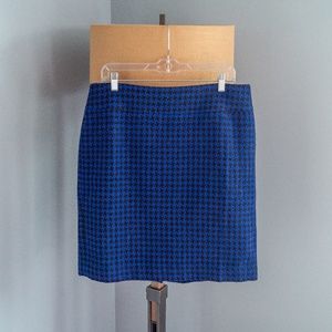 Blue Houndstooth Wool Mini | Ann Taylor